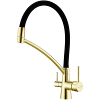 Смеситель для кухни Paulmark Siegen Si213111-SBG, с подключением к фильтру, цвет светлое брашированное золото \ черный
