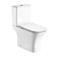 Унитаз компакт Azario Fretta Square AZ-5121 напольный, безободковый, с бачком и сиденьем микролифт, 65х34х79 см, белый