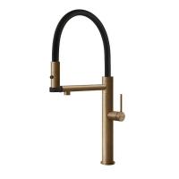 Смеситель для кухни Gessi 316 CESELLO 
 60214#726 цвет-warm bronze brushed PVD/шланг-черный