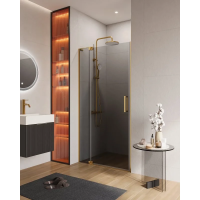 Душевая дверь Cezares Slider SLIDER-B-1-90/100-GRIGIO-BORO 90-100 см, профиль золотой матовый, стекло графитовое