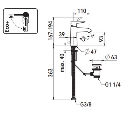 смеситель для раковины laufen val 3.1138.1.004.111.1