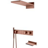 Душевой комплект Boheme Zodiac 133-2-BRB 230 мм, с термостатом, бронза матовая