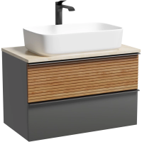 Тумба с раковиной Sancos Delta DL80GR + TT80A2X + CN5021 80 см, подвесная, со столешницей, дуб красный/графит матовый