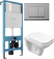 Комплект 3 в 1 Унитаз подвесной STWORKI Дублин SETK3504-0605-001-1-6000 + Инсталляция Aqueduto Tecnica TEC01 + Кнопка Quadrado QUA0100 цвет хром