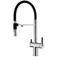 Смеситель для кухни с подключением к фильтру Paulmark Gravity Gr213188-CR, хром/ черный