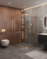 Душевой уголок Cezares Molveno MOLVENO-RH-11-120/110-C-BORO-IV 120x110 см, профиль золотой матовый, стекло прозрачное