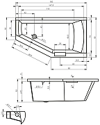 акриловая ванна riho geta 160х90 l b030009005 (bd4700500000000) без гидромассажа