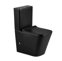 Унитаз компакт Azario Quadro AZ-2175-MB напольный, безободковый, с бачком и сиденьем микролифт, 60.5х34х81 см, чёрный матовый