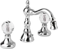 Смеситель Cezares Atlantis ATLANTIS-BBS2-02-Sw для биде, на 3 отверстия с донным клапаном, ручки Swarovski, бронза