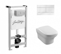Комплект унитаза с инсталляцией Jacob Delafon Vox E21744RU-00 с сиденьем микролифт и клавишей смыва Хром.