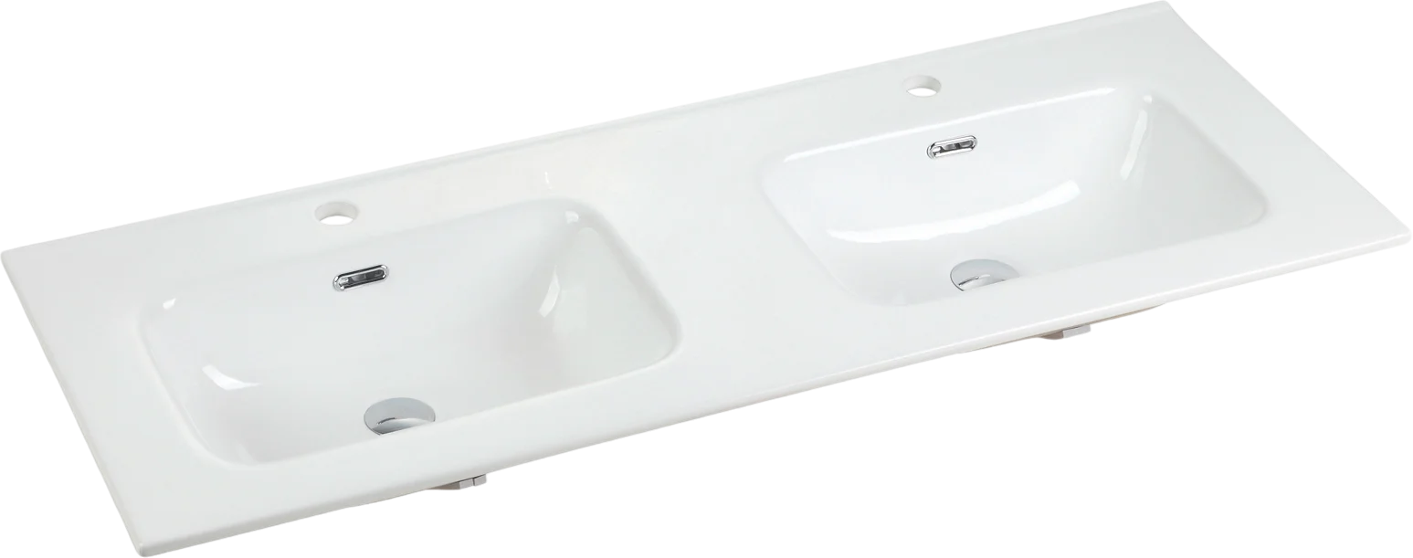 Раковина Ceramicanova Element 122 CN7004, встраиваемая, сверху, двойная, 122х48 см, белая