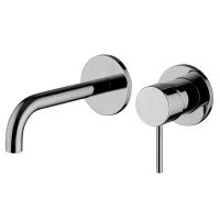 Смеситель Fima Carlo Frattini Spillo Tech для раковины, встраиваемый, ручка "X", излив: 12.2см., с донным клапаном, внешняя часть, цвет хром