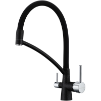 Смеситель Paulmark Siegen Si213111-418 для кухни, с подключением к фильтру, цвет черный металлик \ хром