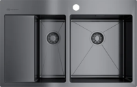 Мойка кухонная Omoikiri Akisame 78-2-GM-R вороненая сталь