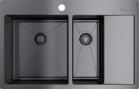 Мойка кухонная Omoikiri Akisame 78-2-GM-L вороненая сталь