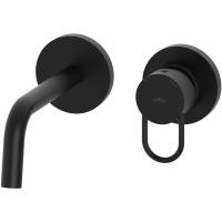 Смеситель Paffoni Joker JK104NO70 для раковины, без донного клапана, встраиваемый, с внутренней частью, излив 12.3 см, черный матовый