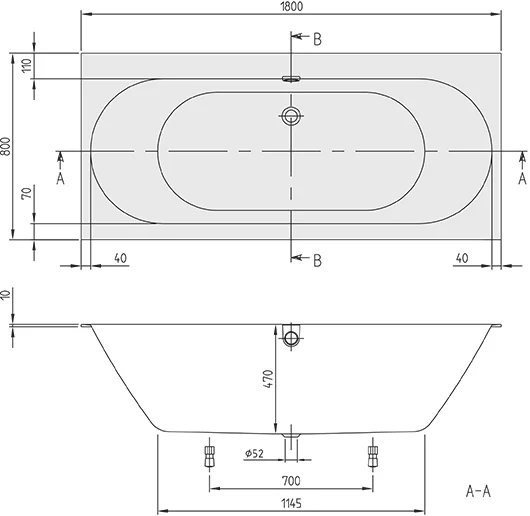 квариловая ванна villeroy & boch oberon 2.0 ubq180obr2dv-01 180x80 см, встраиваемая, цвет альпийский белый, на ножках, со сливом-переливом
