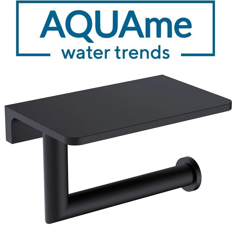 Держатель для туалетной бумаги AQUAme Trento с полкой AQM7209MB