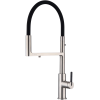 Смеситель для кухни с подключением к фильтру Paulmark Tornado To213402-NI, цвет никель/ черный