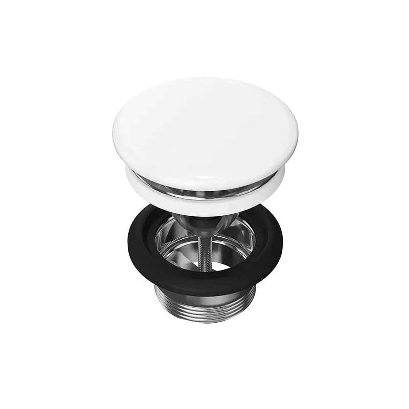 Донный клапан KERAMA MARAZZI DRR.2/WHT для раковины, с переливом, глянцевый белый