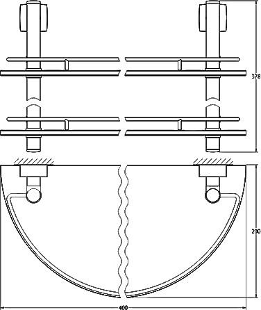 Полка стеклянная FBS Esperado ESP 081 2-ярусная 40 см