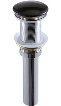 Донный клапан SantiLine SL-112 для раковины, с керамической крышкой, клик клак для раковины, без перелива, черный