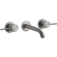 Смеситель Gessi Gessi316 54192#239 для раковины, встраиваемый, внешняя часть, на 3 отверстия, без донного клапана, излив 127-147 мм, цвет STEEL BRUSHED