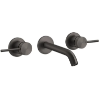 Смеситель Gessi Gessi316 54292#707 для раковины, встраиваемый, внешняя часть, без донного клапана, излив 127-147 мм, цвет шлифованное Black Metal PVD