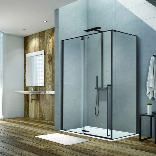 Душевой уголок Aquanet Ideal AE-AXC94MB-S-B 140×90, черный матовый