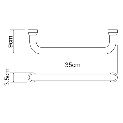 Поручень для ванны Wasserkraft K-1066POLISHED BLACK 35 см, черный