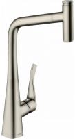 Смеситель для кухни 320 с выдвижным изливом Hansgrohe Metris Select M71 14884800, сталь