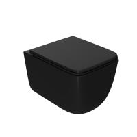 Унитаз подвесной Point Меркурий PN41831BM безободковый, чёрный матовый, сиденье дюропласт, микролифт, быстросъемное