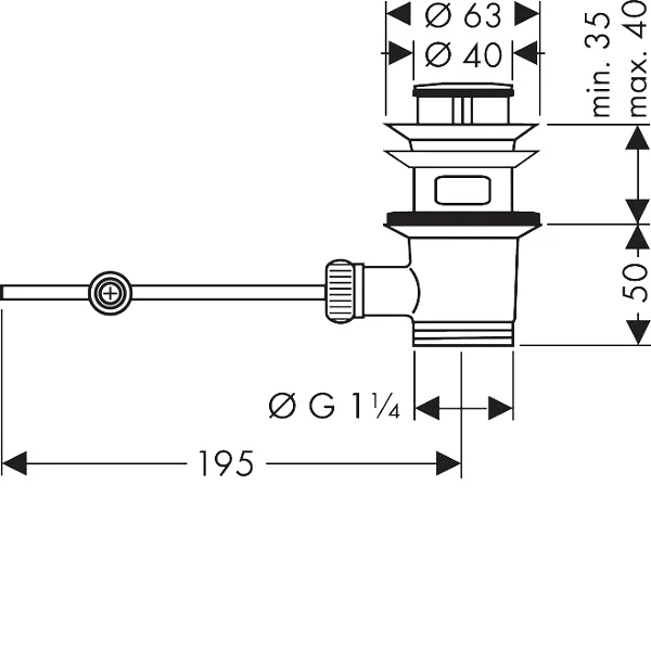 донный клапан hansgrohe 94139000 для раковины, с переливом, хром