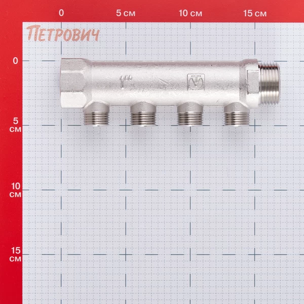 коллектор valtec 1 вр(г) х 4 выхода 1/2 нр(ш) х 1 нр(ш) (vtc.500.n.0604)