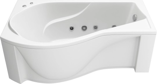 акриловая ванна bas капри 170x95 l flat (вг00095), гидромассажная