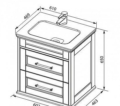 раковина полувстраиваемая 60 см aquanet бостон 00258285