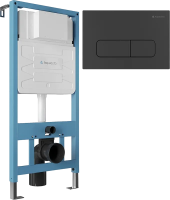 Комплект Инсталляция Aqueduto Tecnica TEC01 крепление к полу и стене, с регулировкой по высоте + Кнопка Forma FOR0140 черная матовая