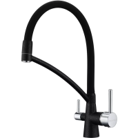 Смеситель для кухни Paulmark Siegen Si213111-BLM с подключением к фильтру, гибким изливом, черный металлик