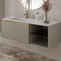 Тумба под раковину Boheme Armadi Art Quatro 6 120 790-M6-120-CM-RIB-MG подвесная Кашемир профиль Золото матовое