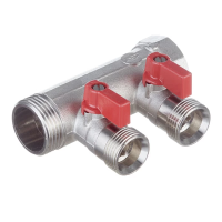 Коллектор Henco 1 ВР(г) х 2 выхода 3/4 НР(ш) ЕК х 1 НР(ш) с шаровыми кранами, VB060502-ROOD