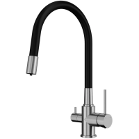 Смеситель Elghansa KITCHEN Pure Water 56F5216-Steel для кухни, с гибким изливом, с подключением к фильтру, нержавеющая сталь