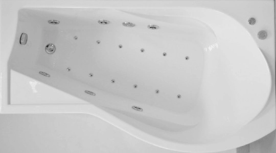 акриловая ванна bas капри 170x95 r flat (вг00101), гидромассажная