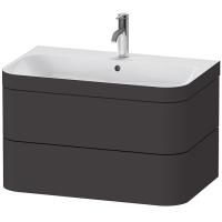 Duravit HAPPY D.2 PLUS Комплект мебели 775х490х468 мм, 2 ящ, с 1 отв для смес, в компл.с сиф и донным клап, раковина bi-color, цвет Графит супермат