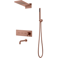Душевой комплект Boheme Fusion 130-2-CB 230 мм, со смесителем, медь матовая