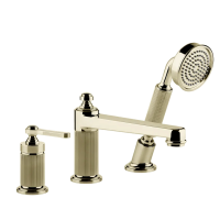 Смеситель Gessi Venti20 65037#710 на борт ванны, на 3 отверстия, однорычажный, с ручным душем и шлангом 150 см, цвет Brass PVD