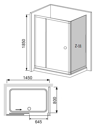 душевой уголок rgw classic cl-45 145x80 профиль хром, стекло прозрачное