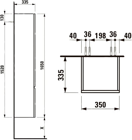шкаф-пенал laufen pro 4.8312.1.095.485.r левый