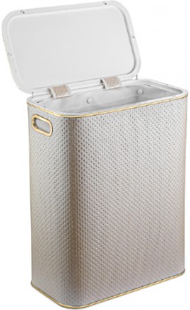 Корзина для белья Geralis PLG-B бежевая, золото, стандартная