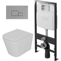 Комплект унитаза с инсталляцией D&K Quadro DS1511606 с сиденьем микролифт и клавишей смыва Хром глянцевый