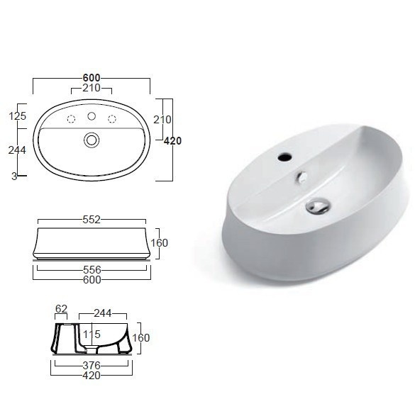 раковина накладная 60 см simas sharp sh 05